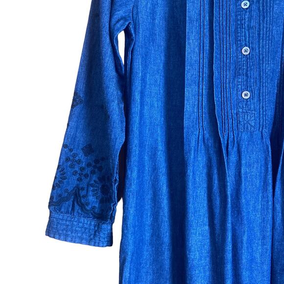 WRAP London Broderie Linen and Cotton Indigo Boho Dress Size 6 - Picture 5 of 10
